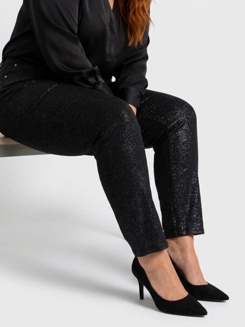 Talbots Pants Womens 20W Black Corduroy Slim Ankle Glitter Skinny Stretch